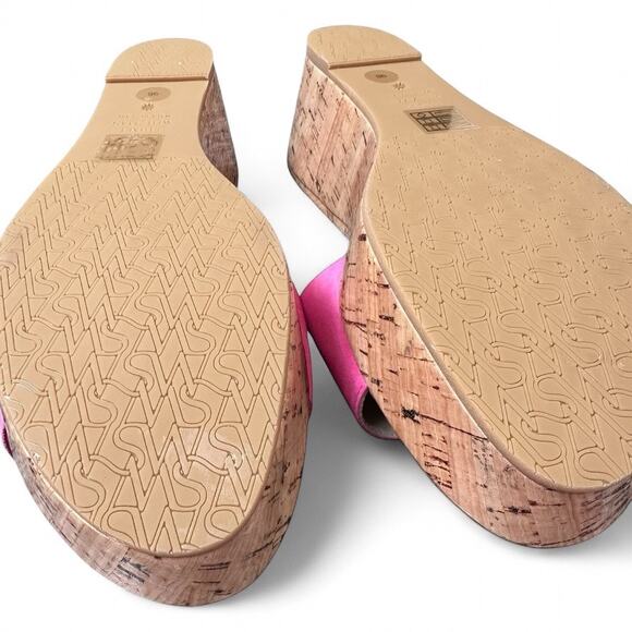 Stuart Weitzman Pink Suede Cork Platform Slide Sandals – Size 9B Retail $395 - Picture 4 of 5